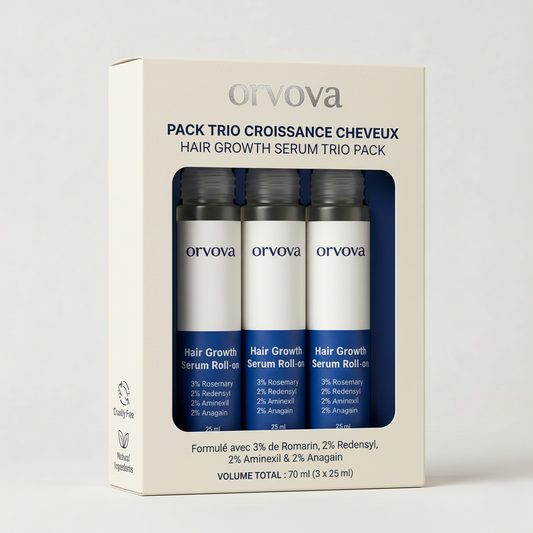Comparatif des sérums repousse capillaire — pack trio ORVOVA