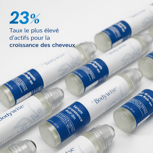 Golfes dégarnis et tempes — application ciblée du sérum roll-on