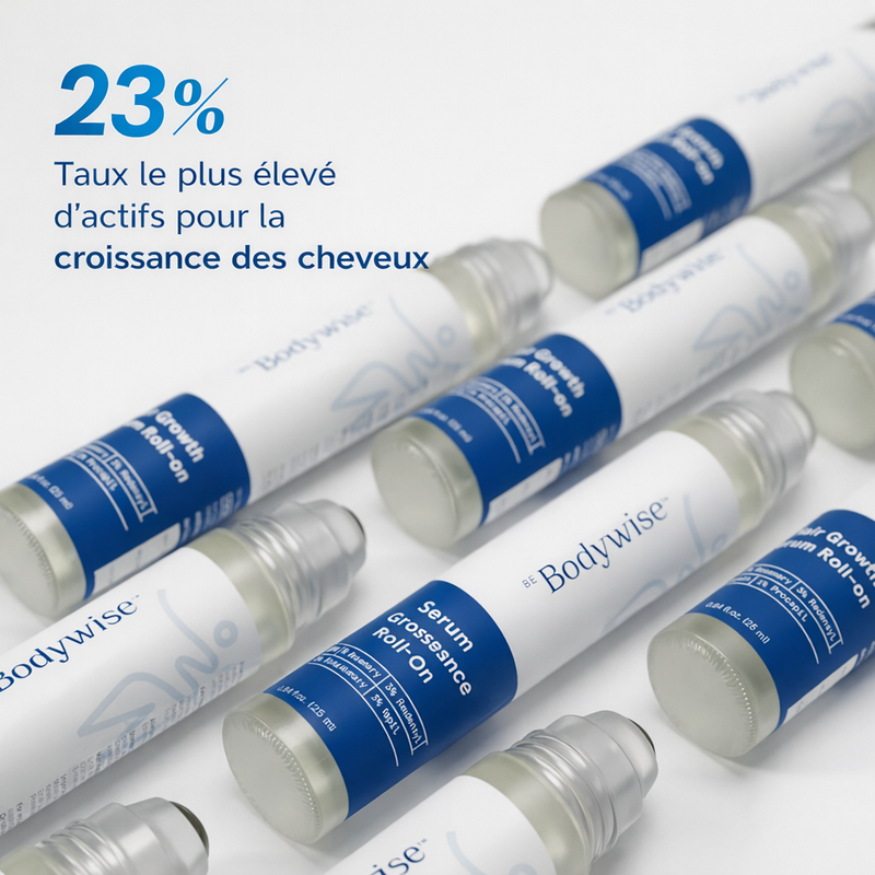 Golfes dégarnis et tempes — application ciblée du sérum roll-on