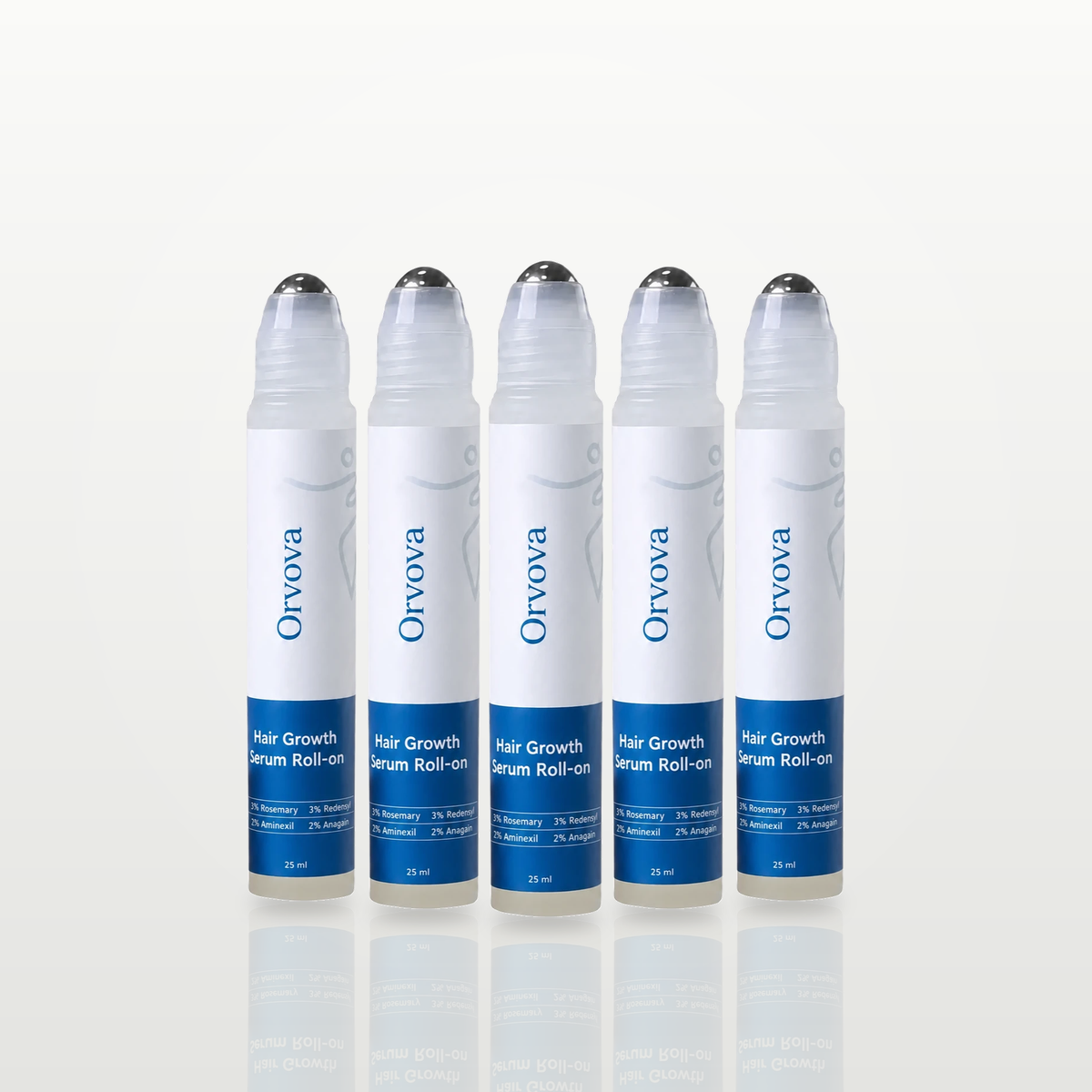 Pack de 5 Sérums Repousse Capillaire Roll-On Orvova de 25 ml
